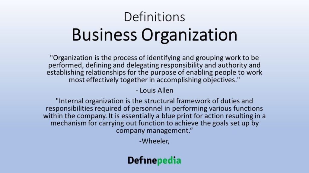 Definitions business organization definepedia