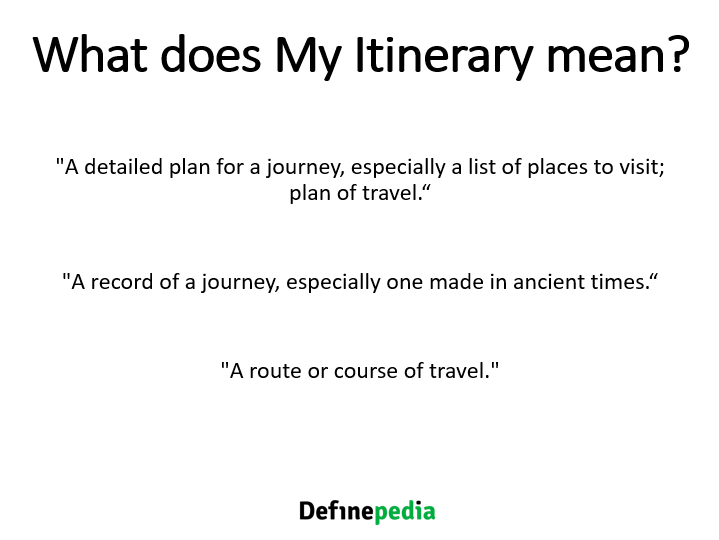 What does My Itinerary mean?