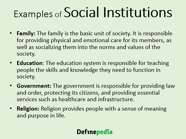 examples of social institutions:
